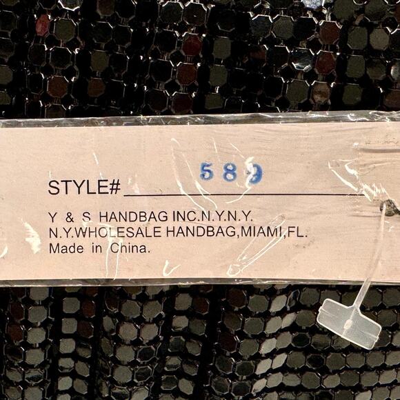 Y&S Original Black Mesh Metal Purse/CrossBody Bag, Style#589, NWT, 8in x 5in - Picture 7 of 10